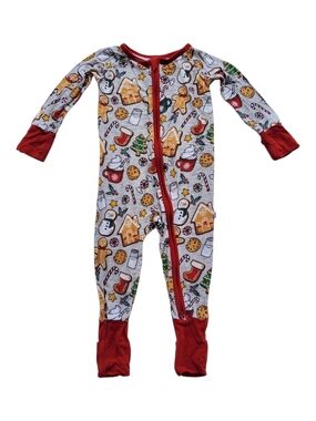 Little Sleepies Zipper Pajamas Holiday Treats Baby 6-12 Months